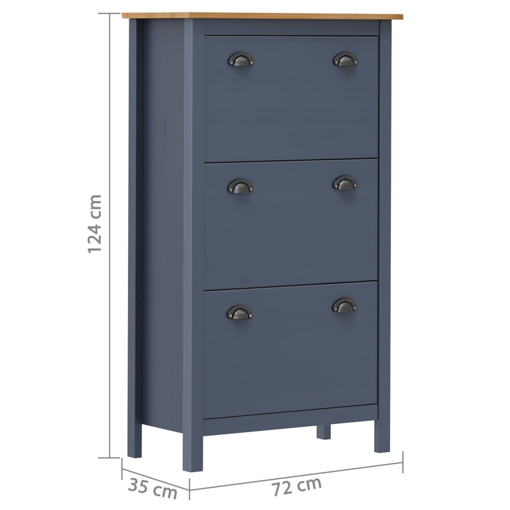 Armoire à chaussures Hill Gris 72x35x124 cm Bois de pin solide - XIOS