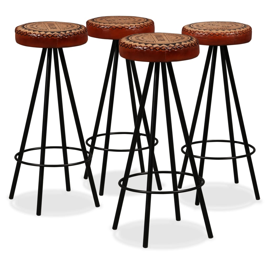 Ensemble de bar 9 pcs Bois de récupération et cuir véritable - XIOS