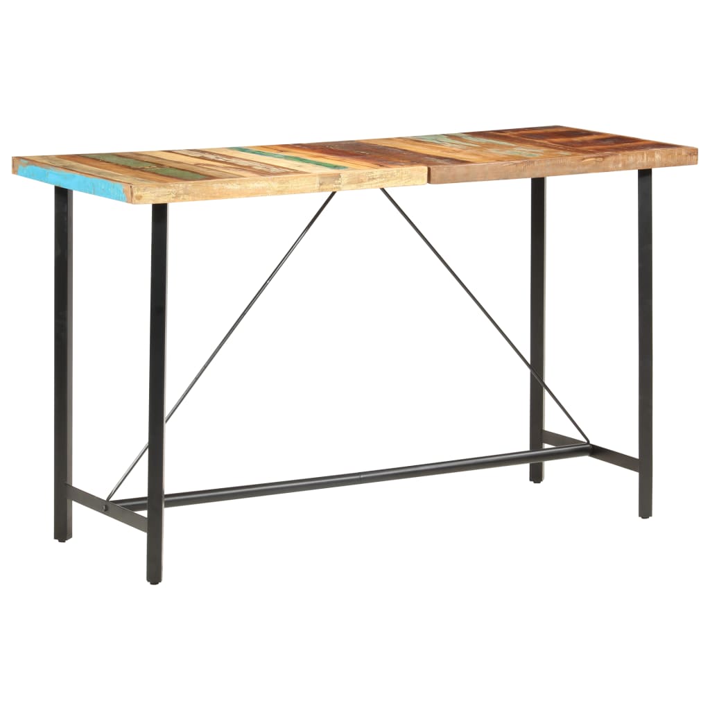 Ensemble de bar 7 pcs Bois de récupération et cuir véritable