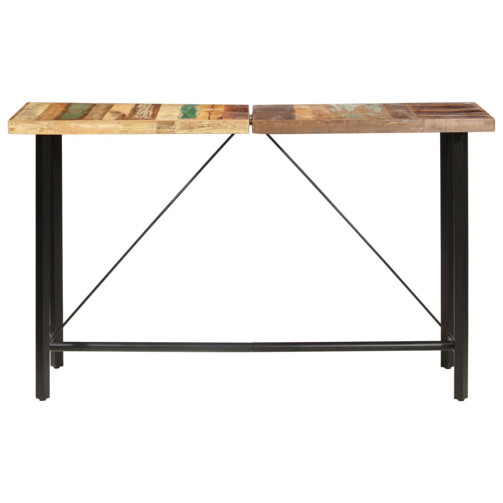 Ensemble de bar 7 pcs Bois de récupération et cuir véritable - XIOS