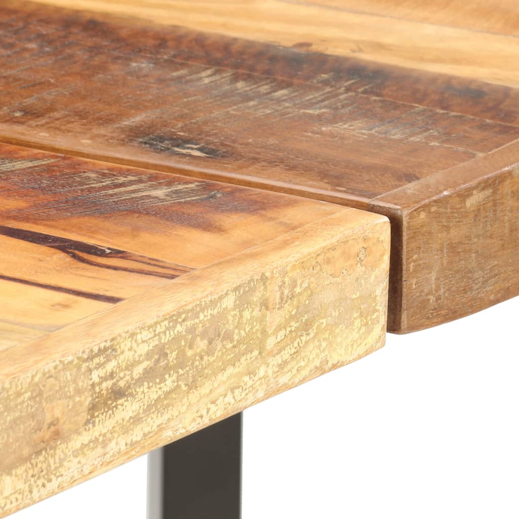 Ensemble de bar 7 pcs Bois de récupération et cuir véritable - XIOS