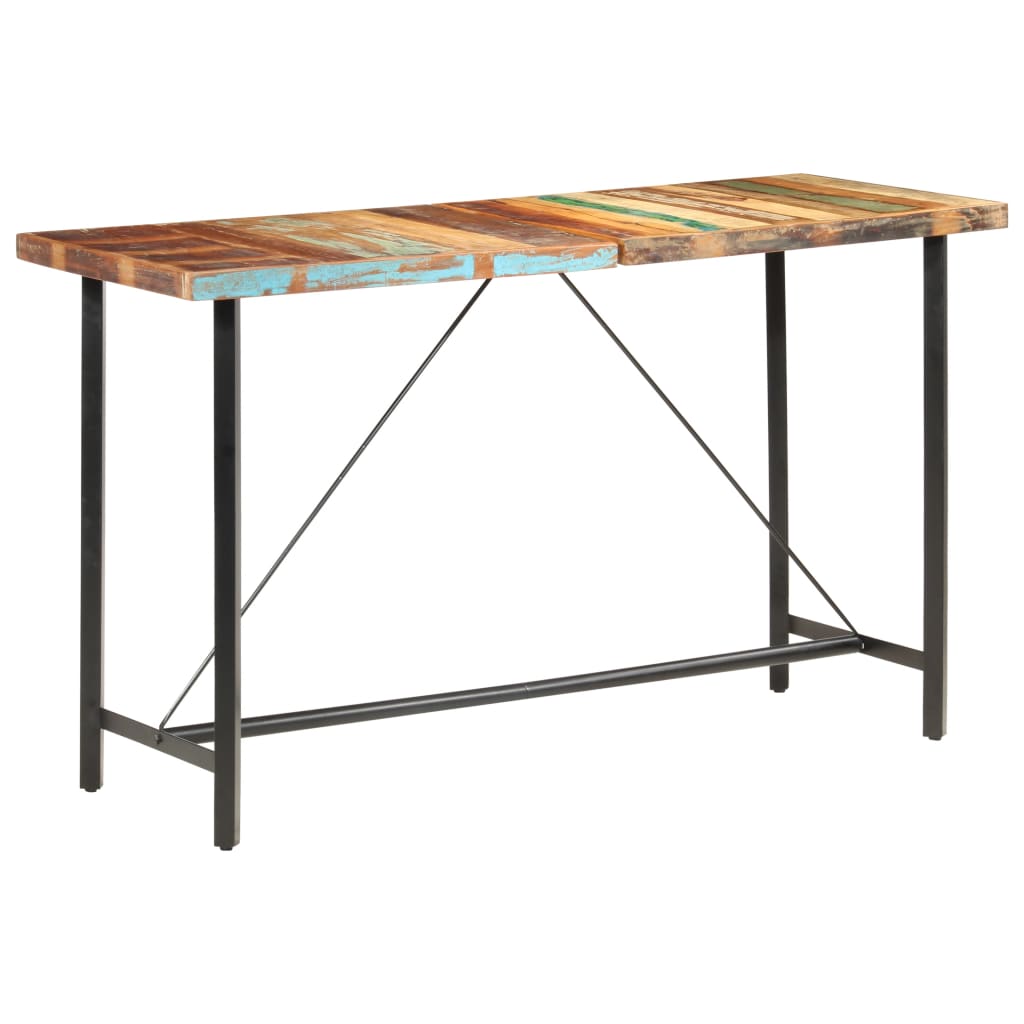 Ensemble de bar 7 pcs Bois de récupération et cuir véritable - XIOS