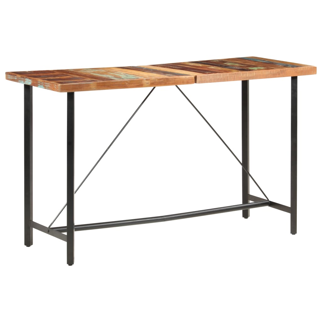 Ensemble de bar 7 pcs Bois de récupération et cuir véritable - XIOS