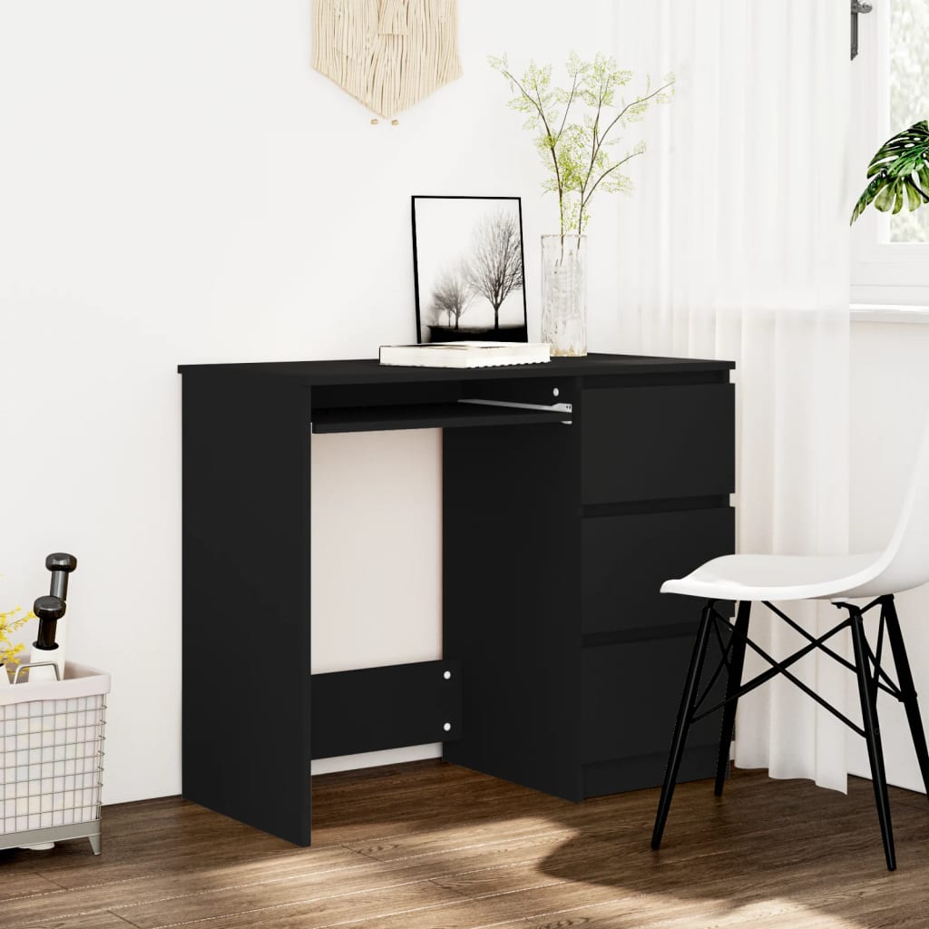 Bureau Noir 90x45x76 cm Bois d’ingénierie Bureaux vidaXL   