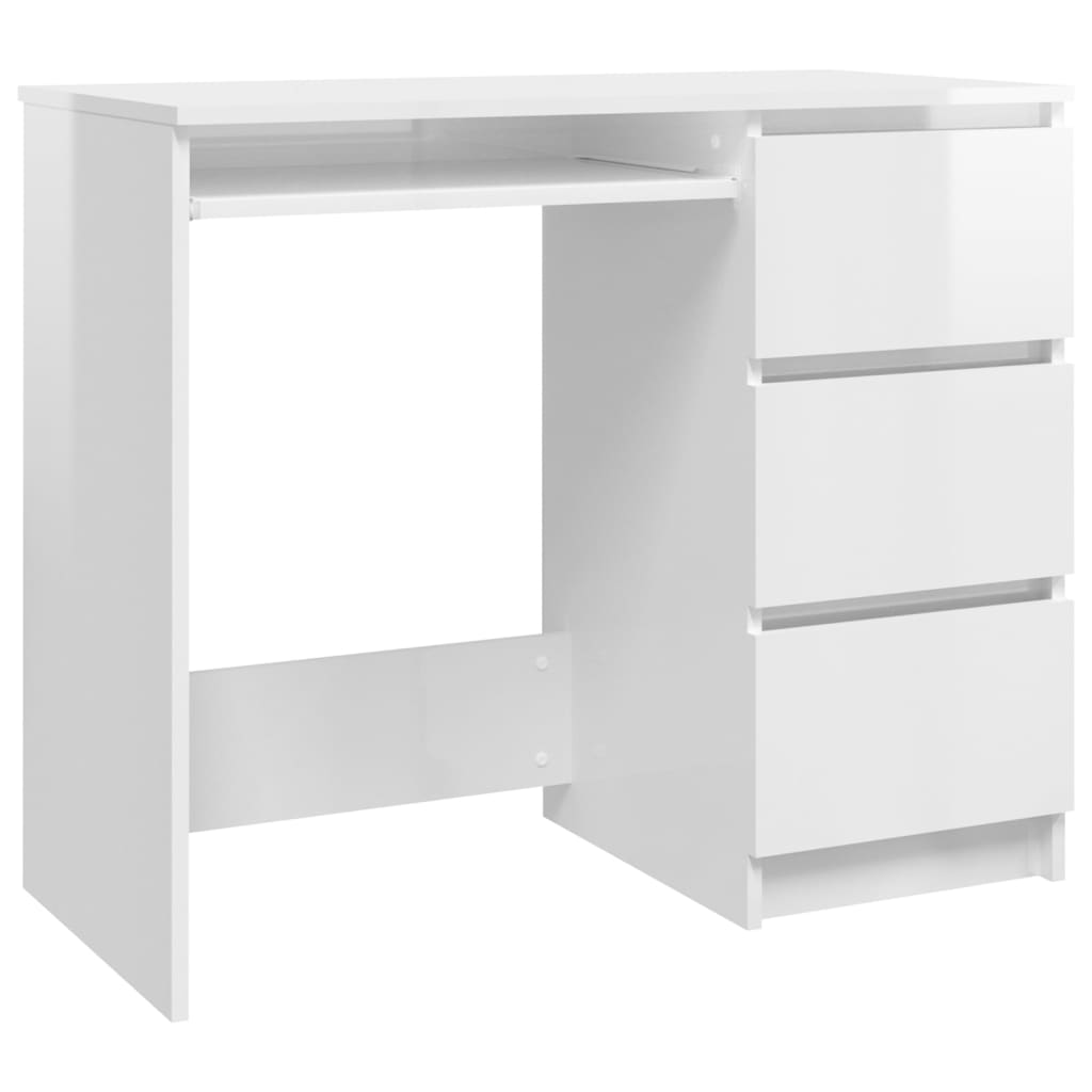 Bureau Blanc brillant 90x45x76 cm Bois d’ingénierie Bureaux vidaXL   