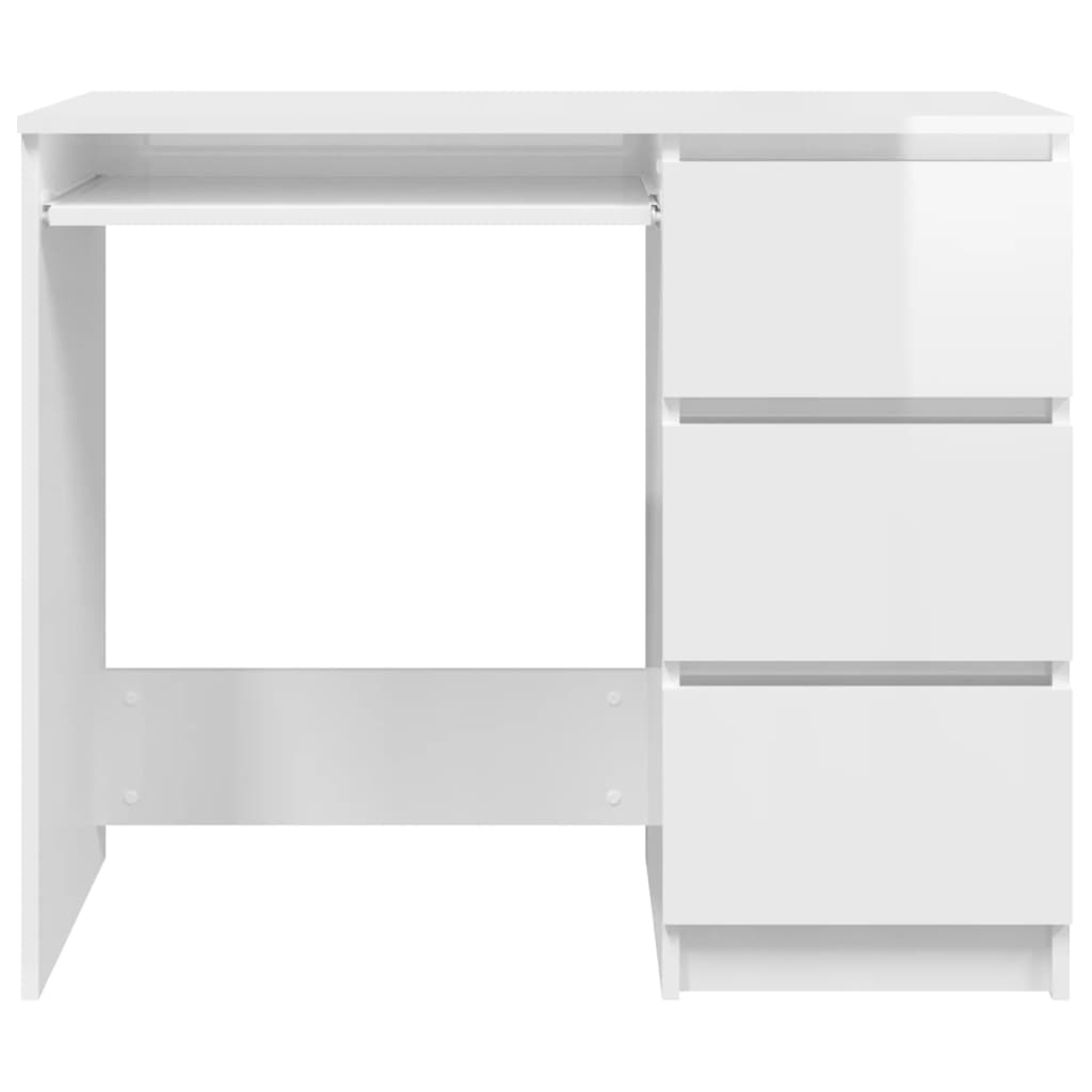 Bureau Blanc brillant 90x45x76 cm Bois d’ingénierie Bureaux vidaXL   