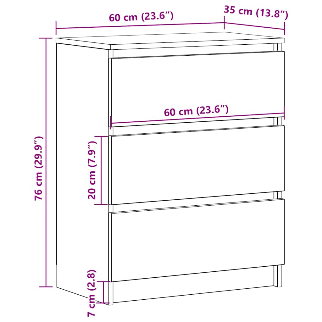 Buffet Noir 60x35x76 cm Bois d'ingénierie - XIOS