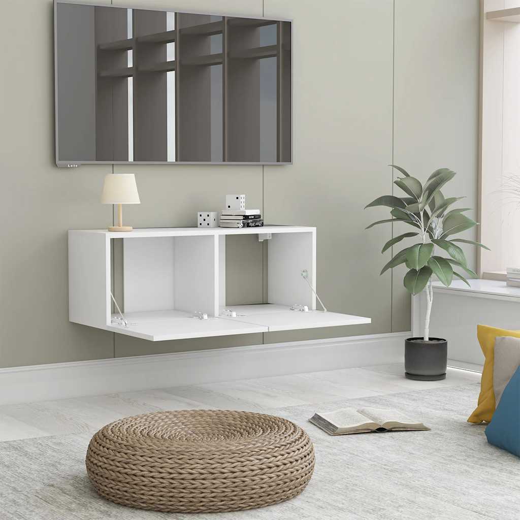 Meuble TV Blanc 80x30x30 cm Bois d'ingénierie - XIOS