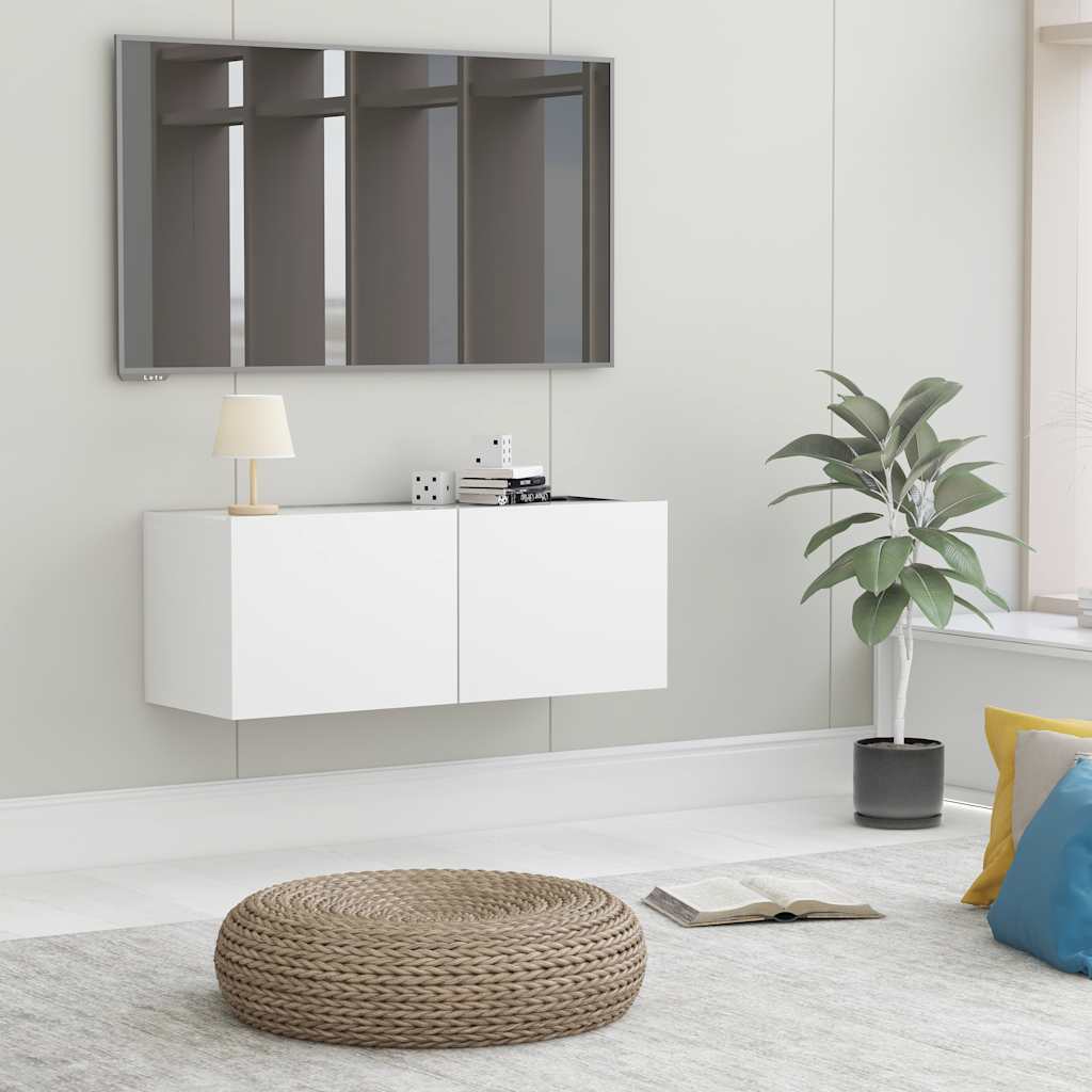 Meuble TV Blanc 80x30x30 cm Bois d'ingénierie - XIOS