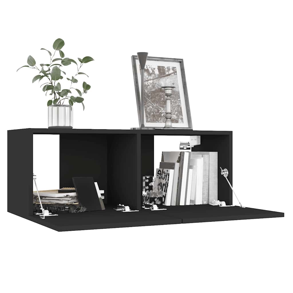 Meuble TV Noir 80x30x30 cm Bois d’ingénierie - XIOS