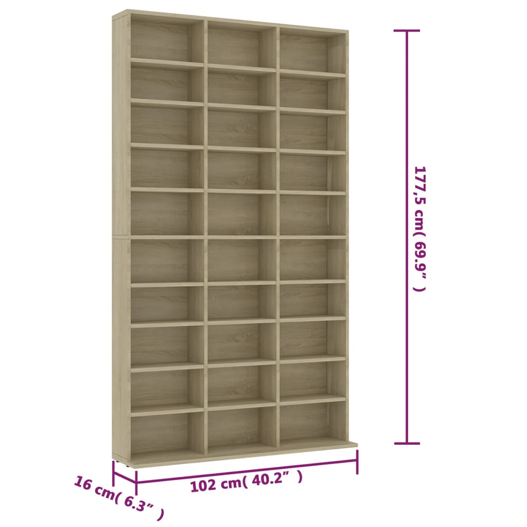 Armoire à CD Chêne sonoma 102x16x177,5 cm Bois d'ingénierie - XIOS