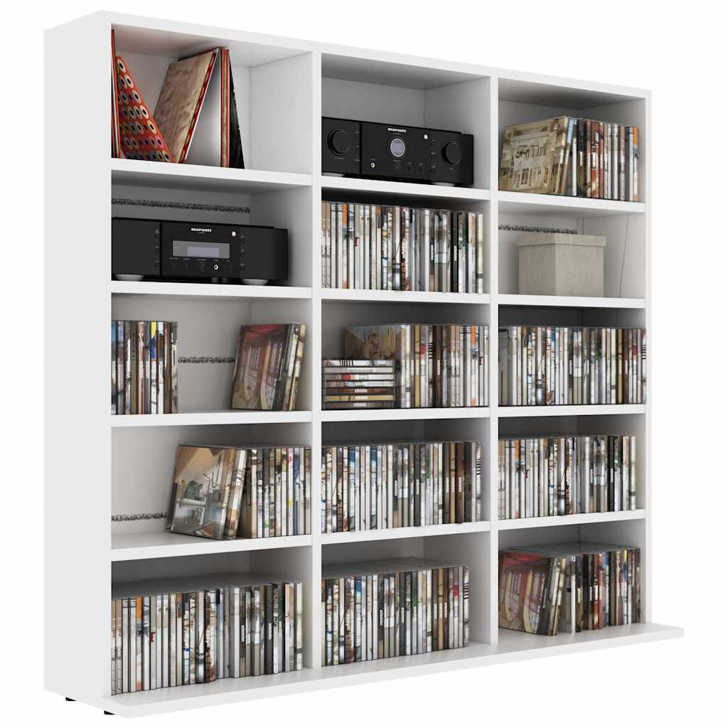 Armoire à CD Blanc 100x23x89,5 cm Bois d’ingénierie - XIOS