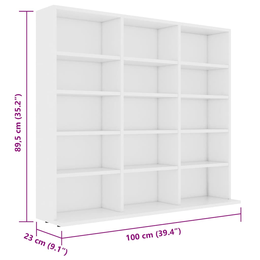 Armoire à CD Blanc 100x23x89,5 cm Bois d’ingénierie - XIOS