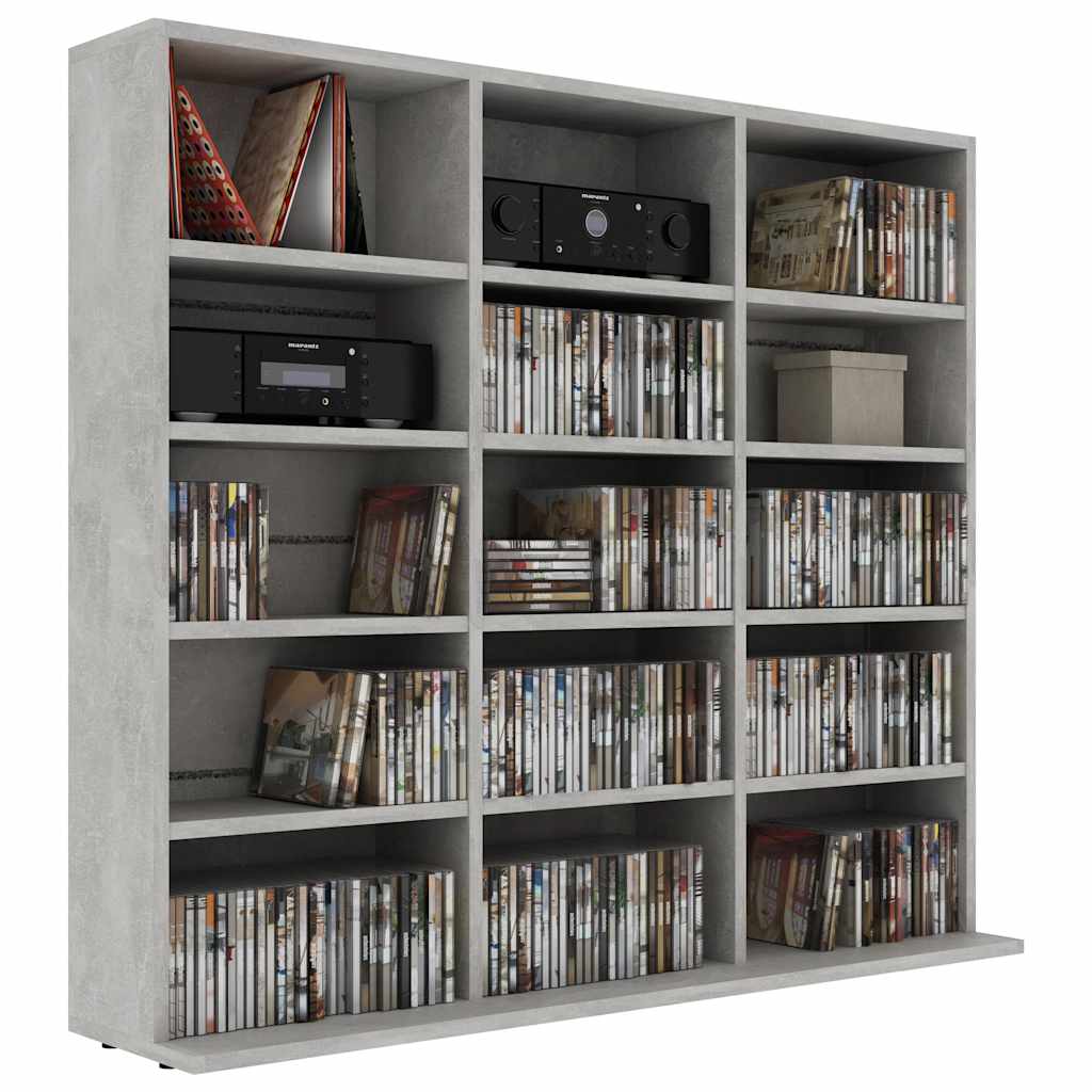 Armoire à CD Gris béton 100x23x89,5 cm Bois d’ingénierie - XIOS