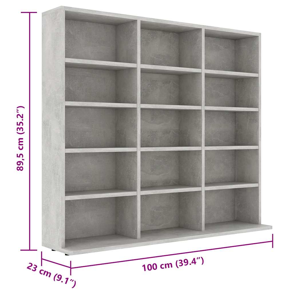 Armoire à CD Gris béton 100x23x89,5 cm Bois d’ingénierie - XIOS