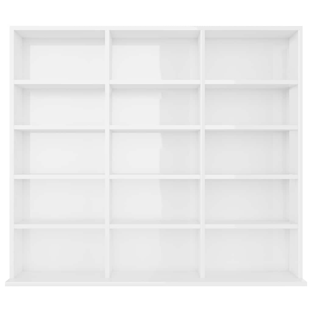 Armoire à CD Blanc brillant 100x23x89,5 cm Bois d’ingénierie - XIOS