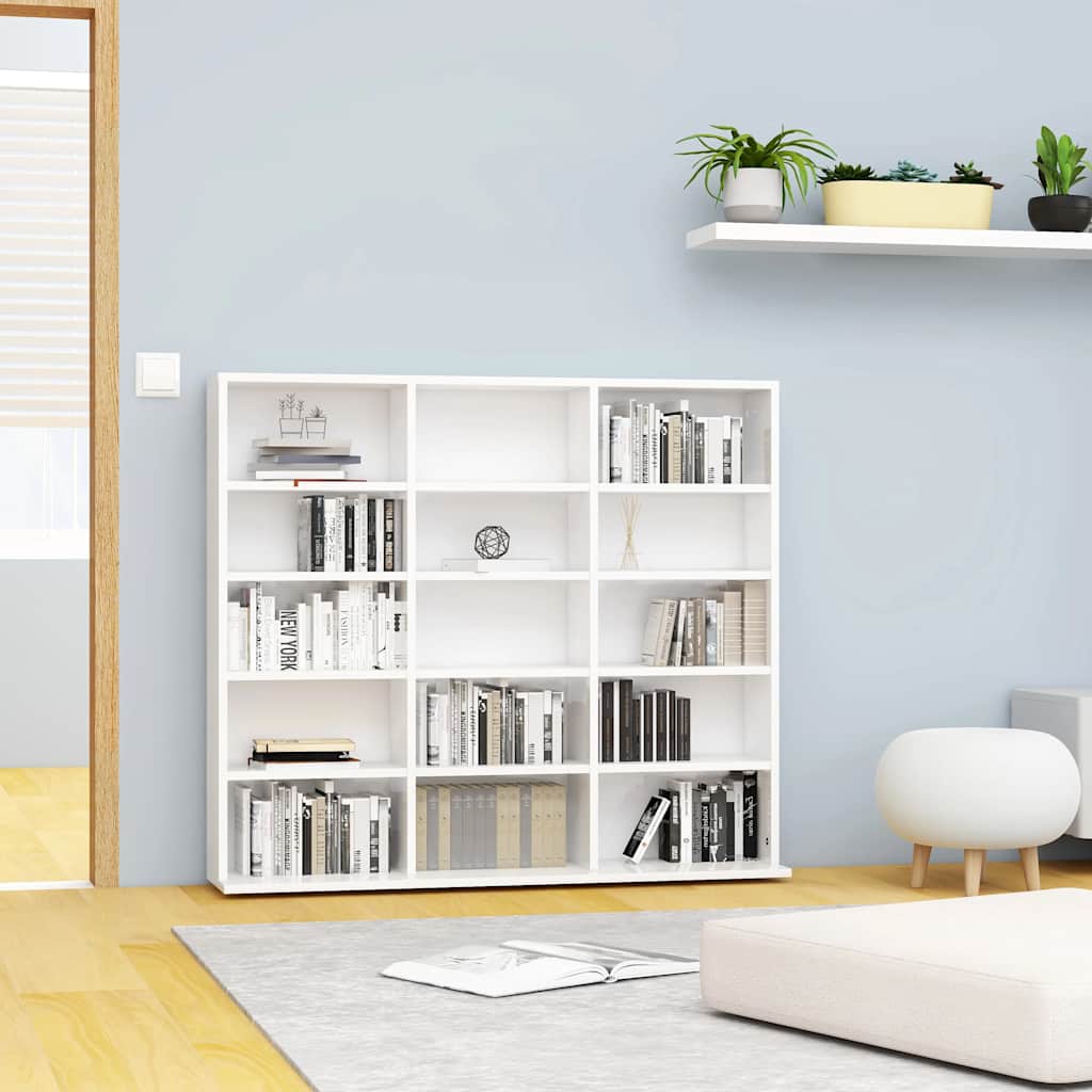 Armoire à CD Blanc brillant 100x23x89,5 cm Bois d’ingénierie - XIOS