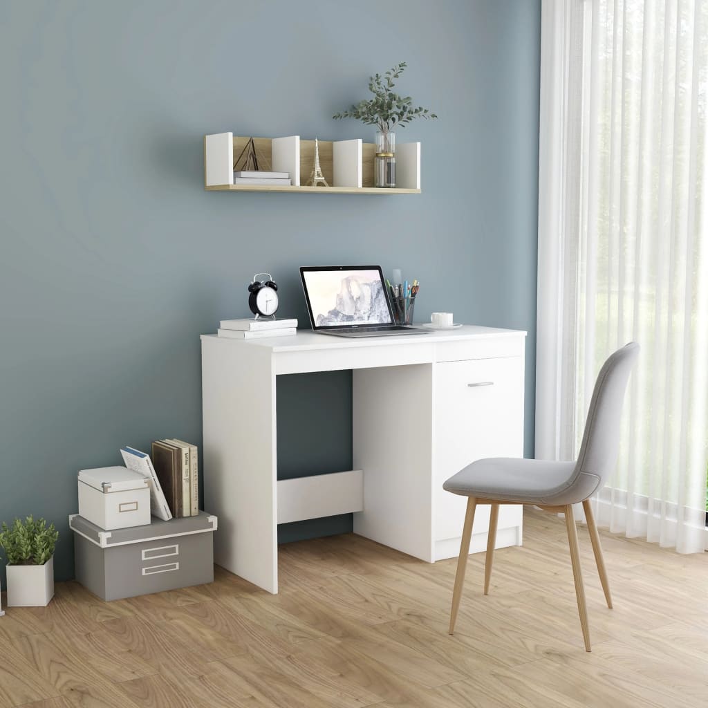 Bureau Blanc 100x50x76 cm Bois d'ingénierie Bureaux vidaXL