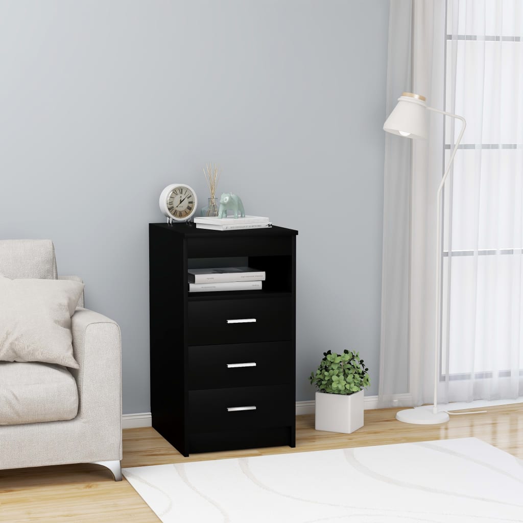 Armoire à tiroirs Noir 40x50x76 cm Bois d'ingénierie