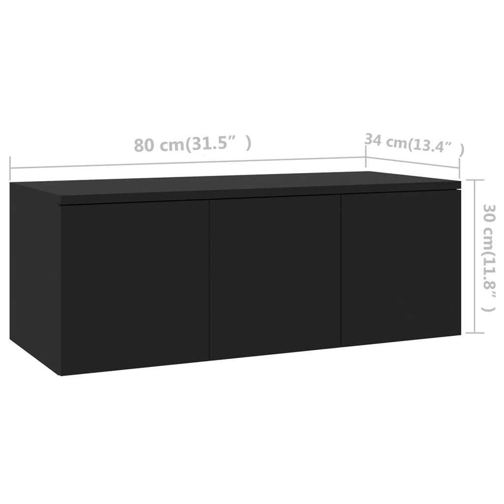 Meuble TV Noir 80x34x30 cm Bois d'ingénierie - XIOS