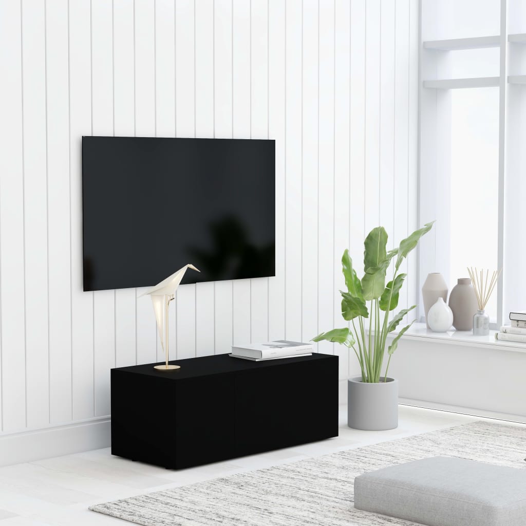 Meuble TV Noir 80x34x30 cm Bois d'ingénierie - XIOS