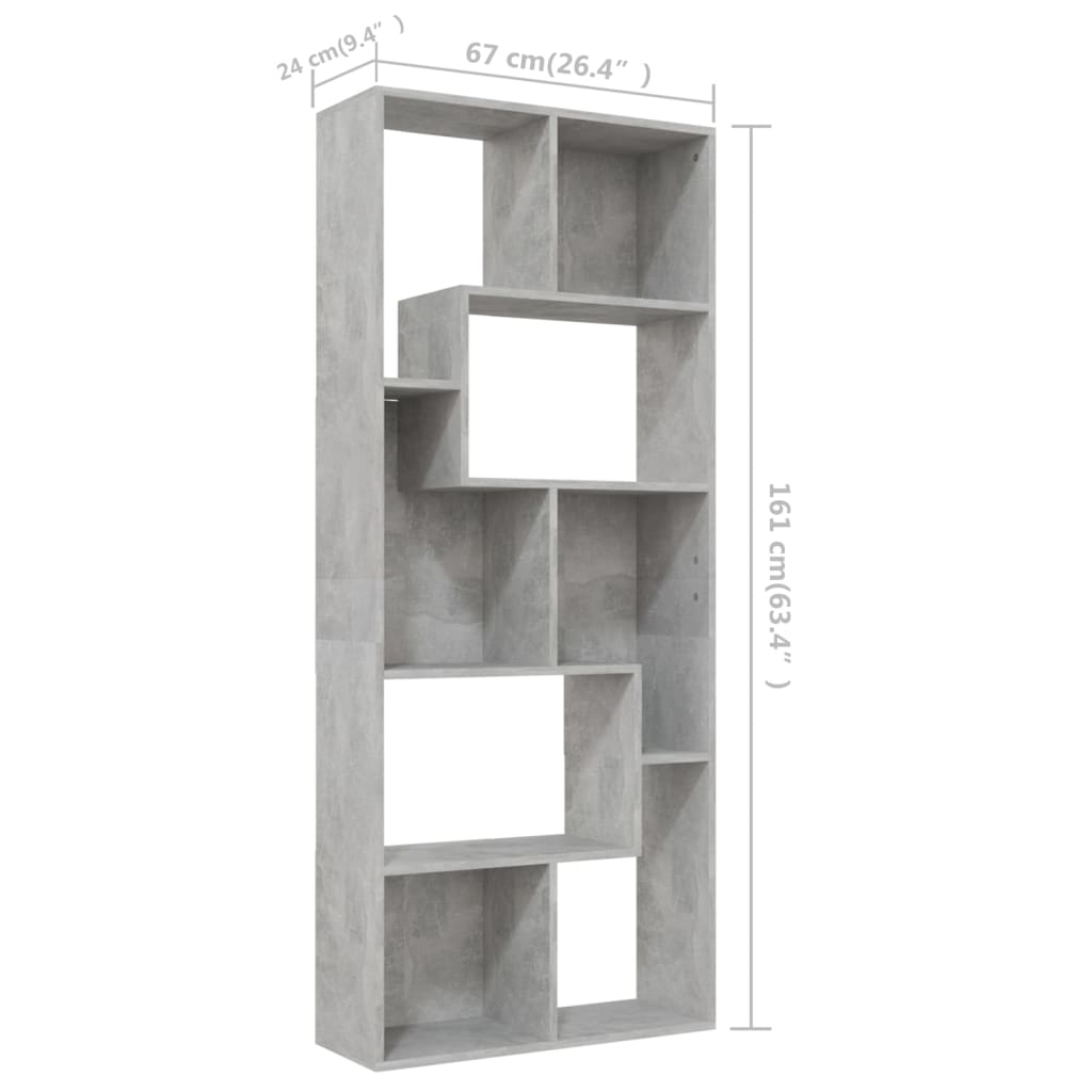 Bibliothèque Gris béton 67x24x161 cm Bois d'ingénierie - XIOS