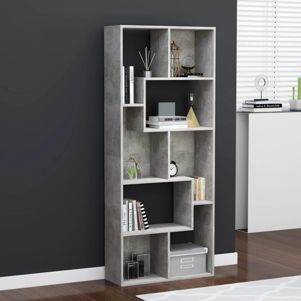 Bibliothèque Gris béton 67x24x161 cm Bois d'ingénierie - XIOS