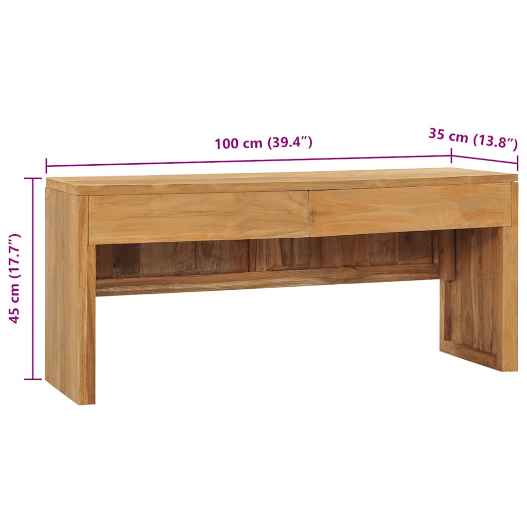Meuble TV 100x35x45 cm Bois de teck massif - XIOS