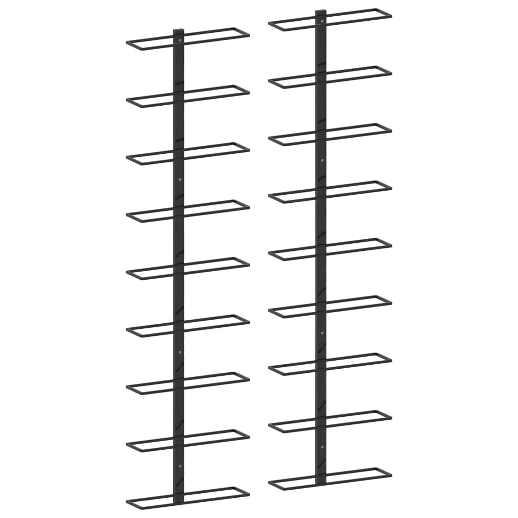 Casiers à bouteilles muraux pour 18 bouteilles 2 pcs Noir Fer - XIOS