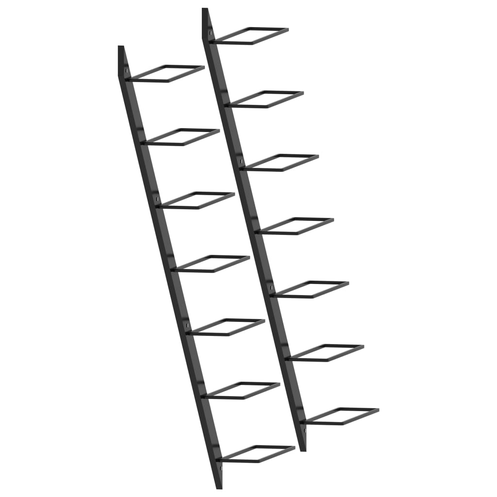 Casiers à bouteilles muraux pour 14 bouteilles 2 pcs Noir Métal - XIOS