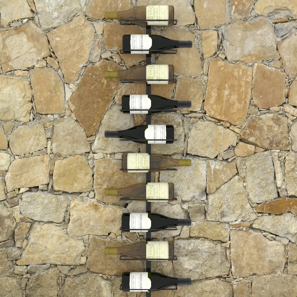 Casier à bouteilles mural pour 10 bouteilles Noir Métal - XIOS