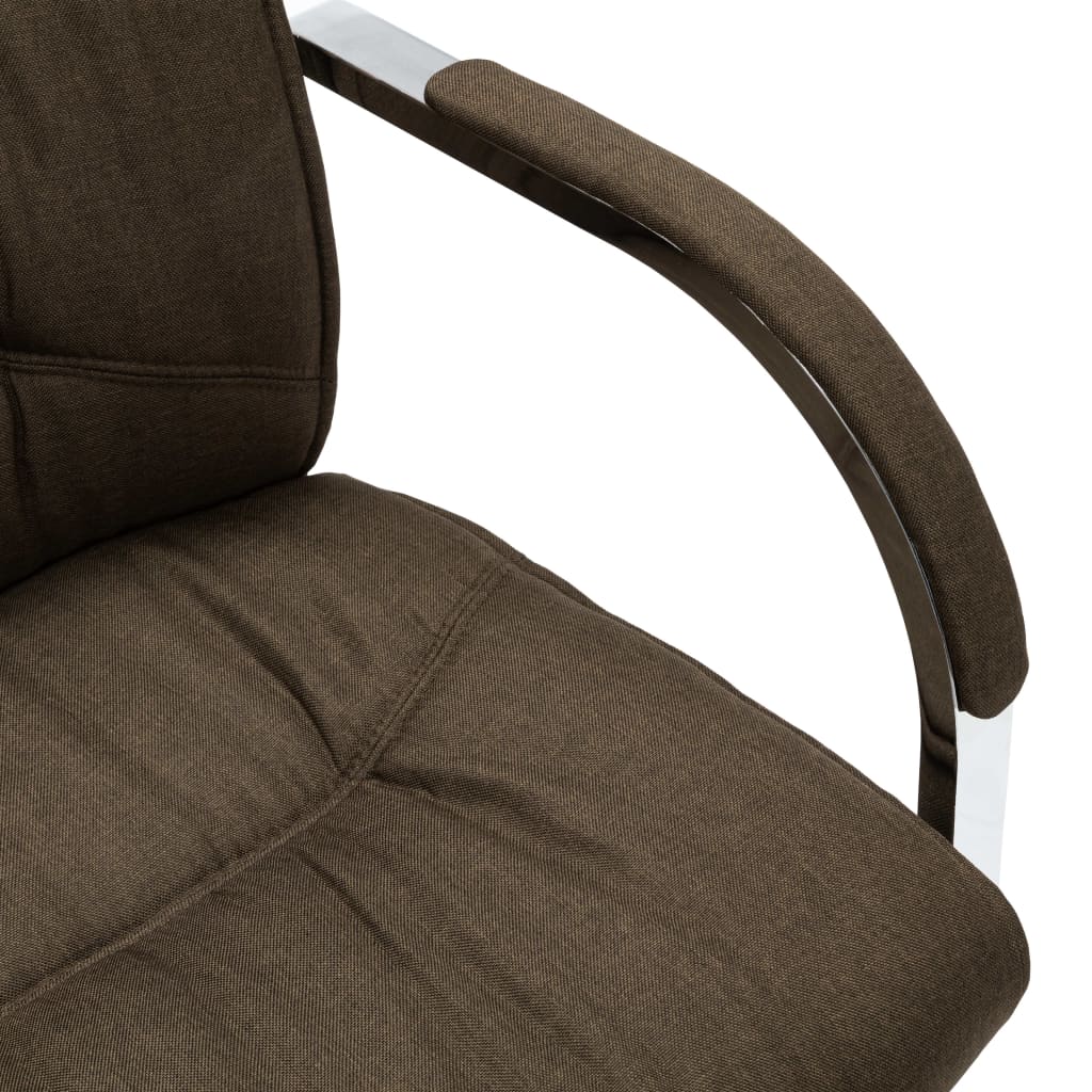 Chaise de bureau cantilever Marron Tissu