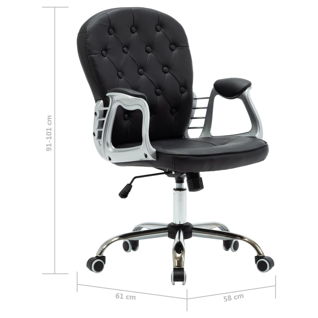 Chaise de bureau pivotante Noir Similicuir