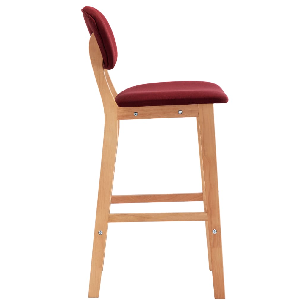 Tabourets de bar lot de 2 rouge bordeaux tissu - XIOS