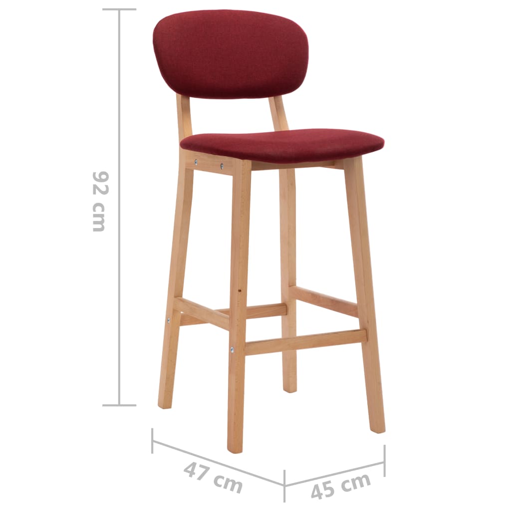 Tabourets de bar lot de 2 rouge bordeaux tissu - XIOS