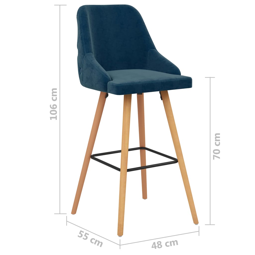 Tabourets de bar lot de 2 bleu velours - XIOS