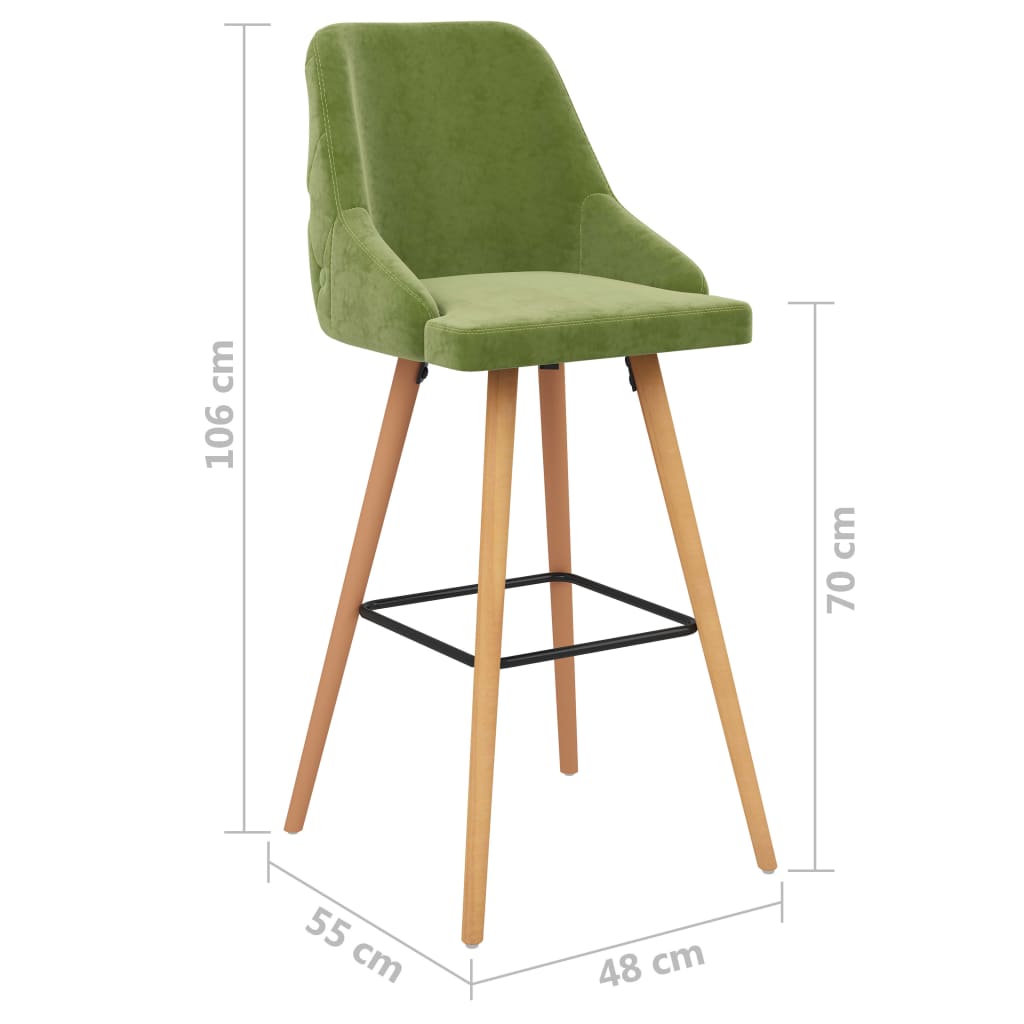 Tabourets de bar lot de 2 vert clair velours - XIOS