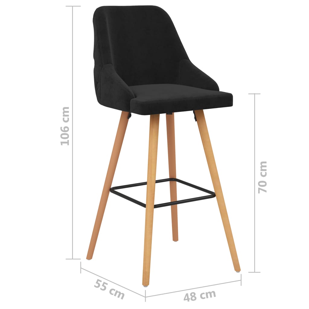 Tabourets de bar lot de 2 noir velours - XIOS