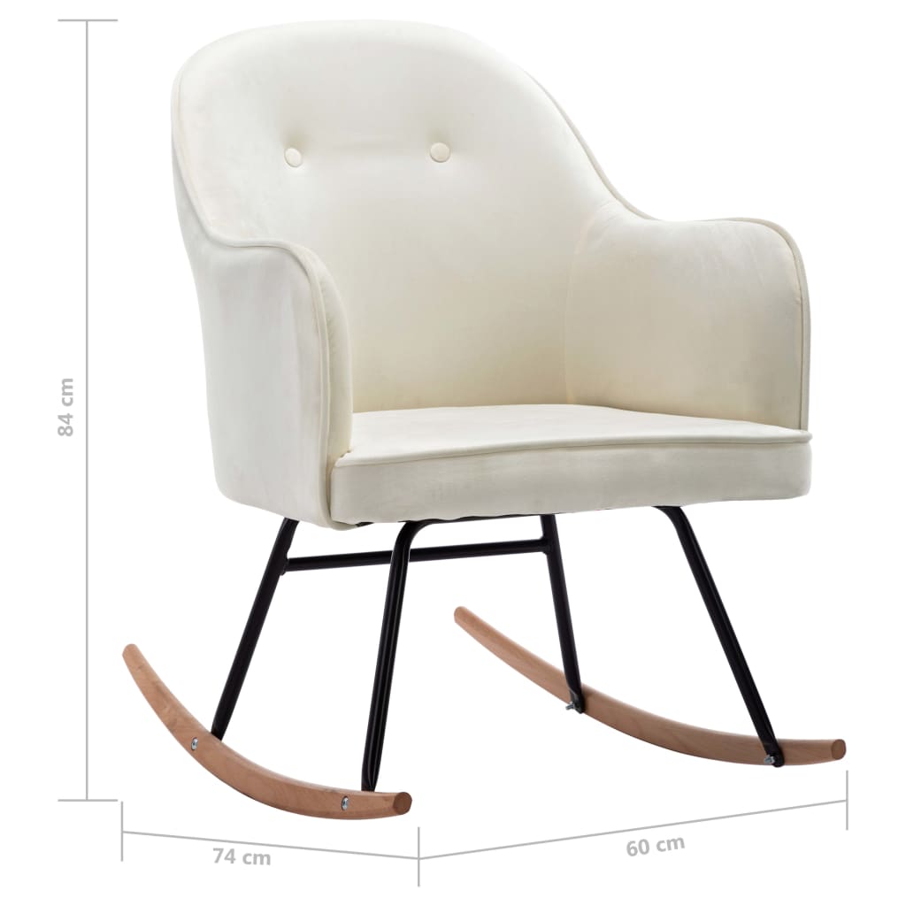 Chaise à bascule Blanc crème Velours - XIOS