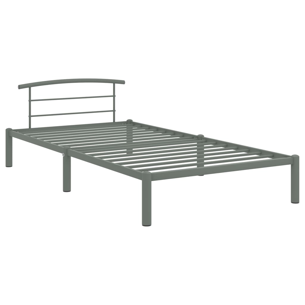 Cadre de lit sans matelas gris métal 90x200 cm - XIOS