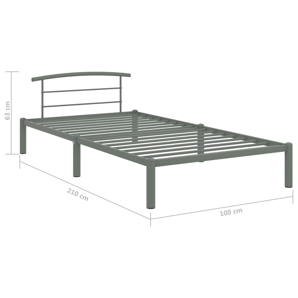 Cadre de lit sans matelas gris métal 90x200 cm - XIOS