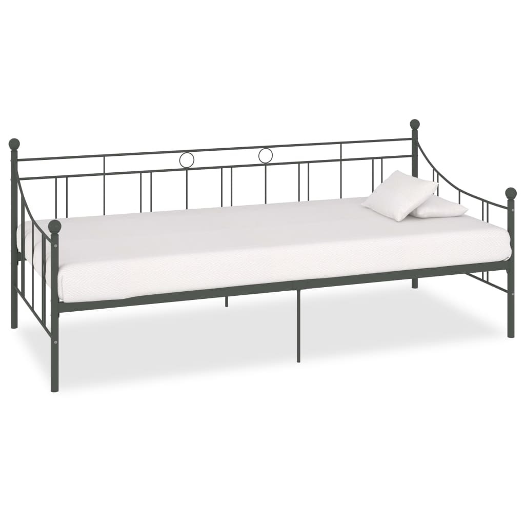 Cadre de lit de repos sans matelas gris métal 90x200 cm