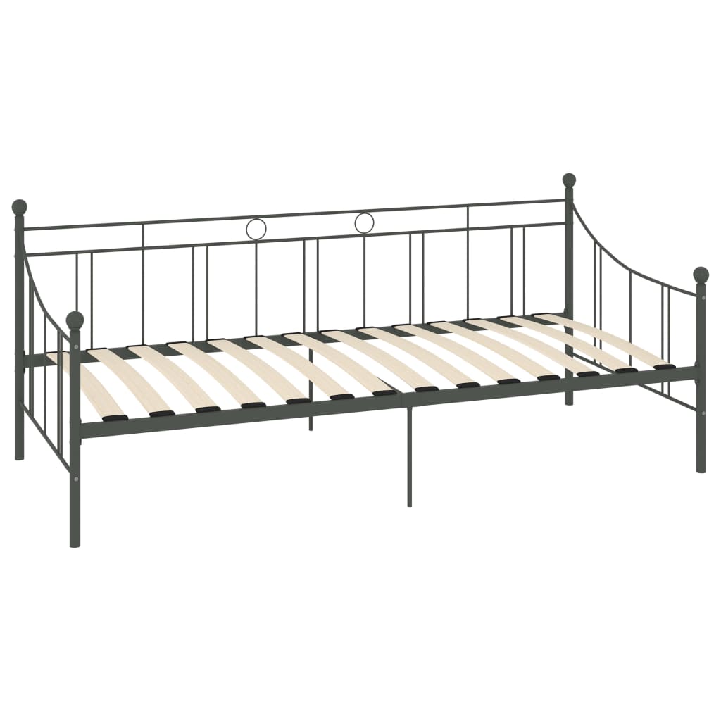 Cadre de lit de repos sans matelas gris métal 90x200 cm