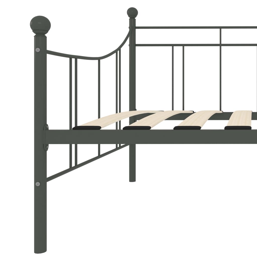 Cadre de lit de repos sans matelas gris métal 90x200 cm