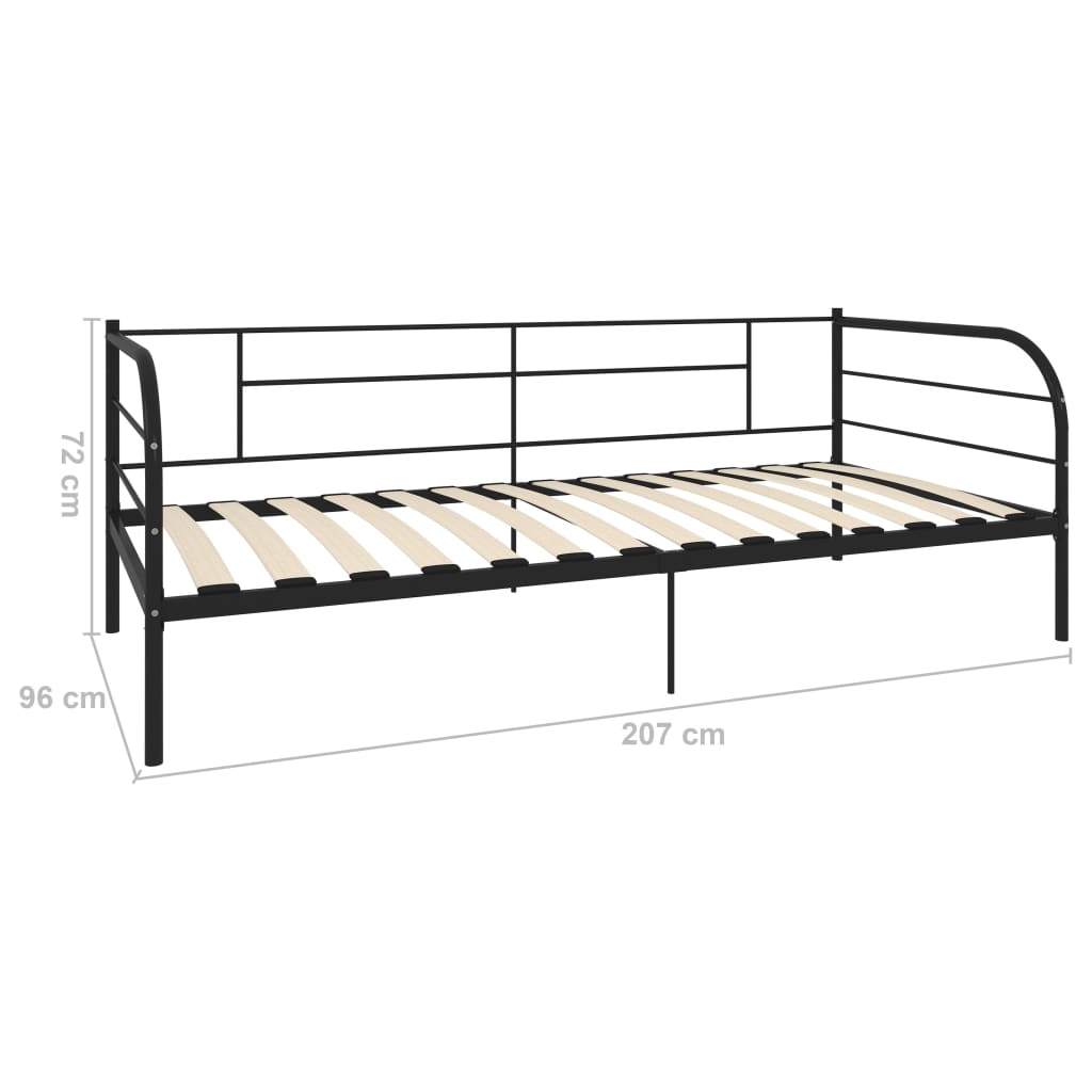 Cadre de lit de repos sans matelas noir métal 90x200 cm - XIOS