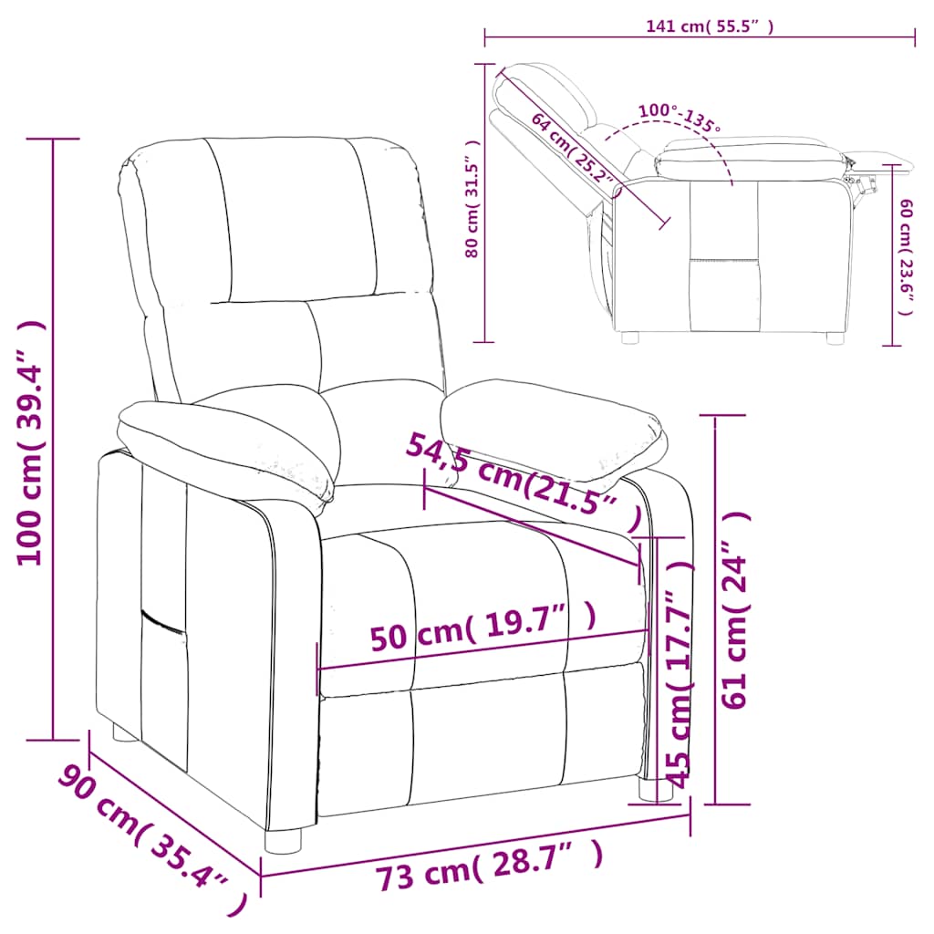 Fauteuil inclinable Taupe Tissu - XIOS