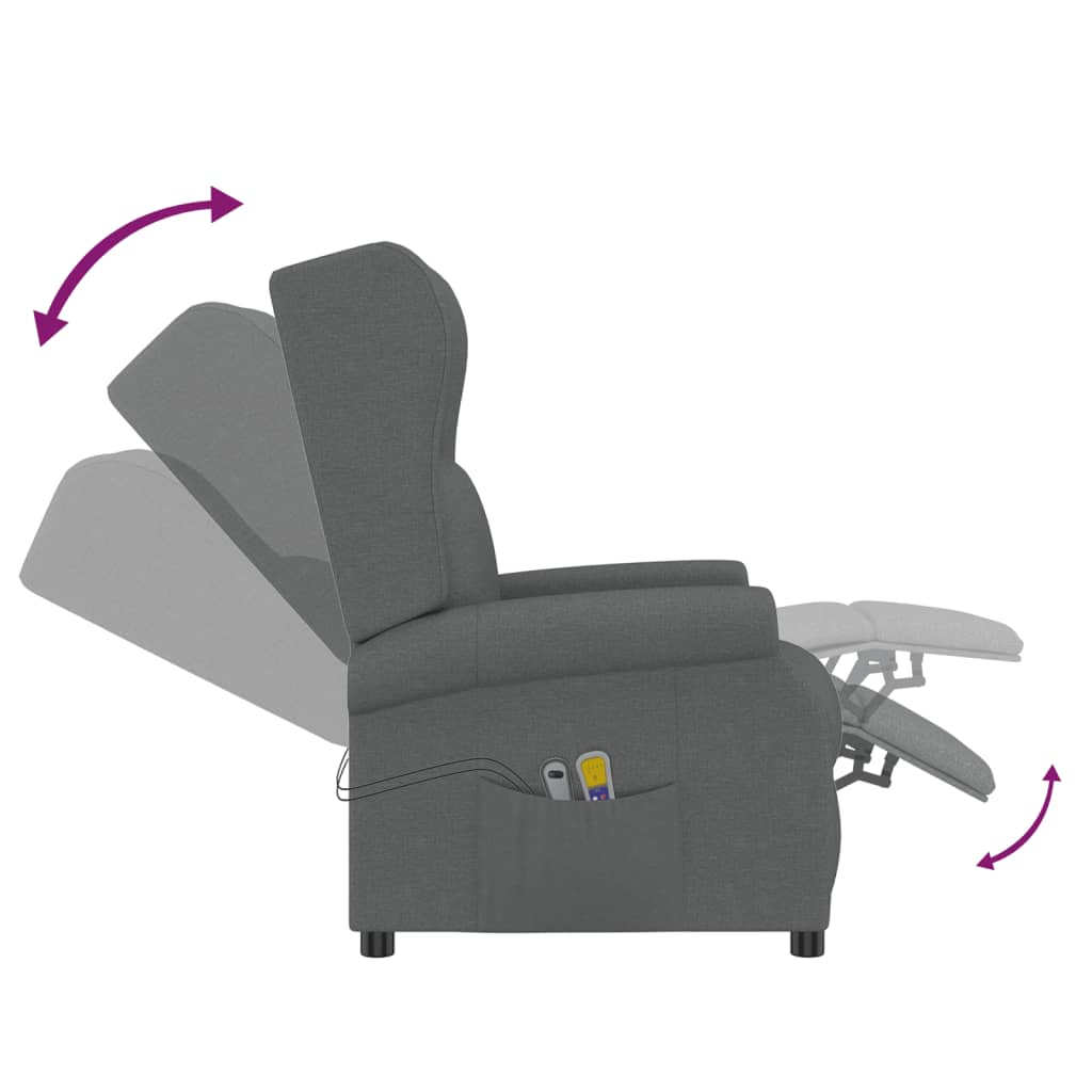 Fauteuil de massage inclinable Gris foncé Tissu - XIOS
