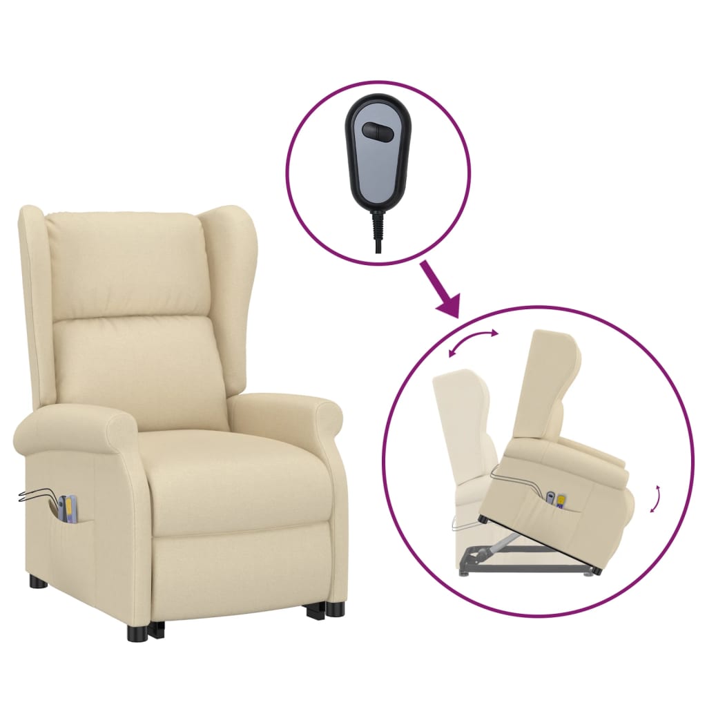 Fauteuil de massage Crème Tissu Fauteuils électriques vidaXL