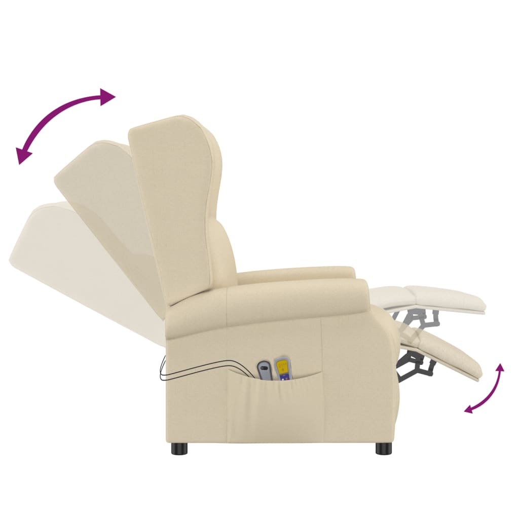 Fauteuil de massage Crème Tissu Fauteuils électriques vidaXL