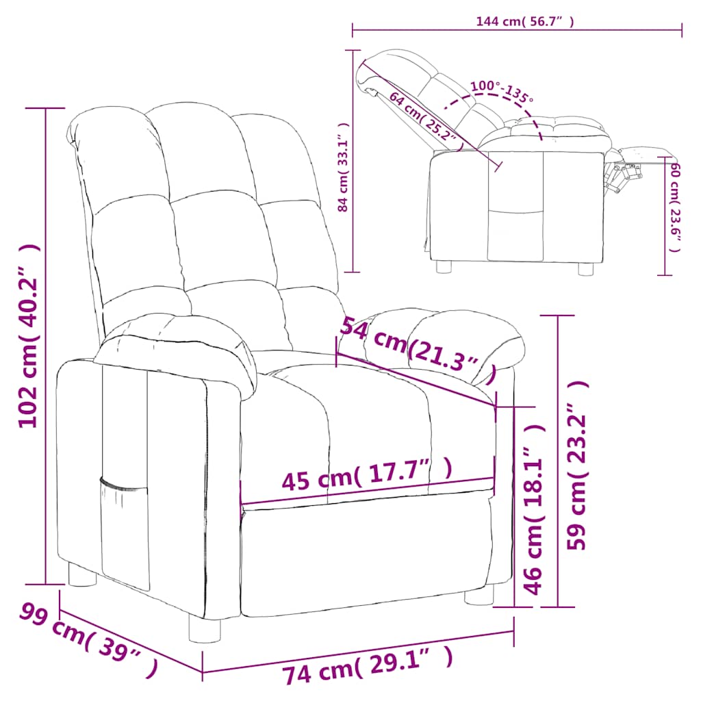 Fauteuil inclinable Marron foncé Tissu - XIOS
